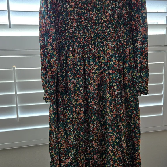 J. Crew Green Pleated Bishop Sleeve Sundress - Picture 2 of 6